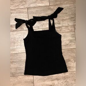 Sezane Black Camisole with Bow Straps